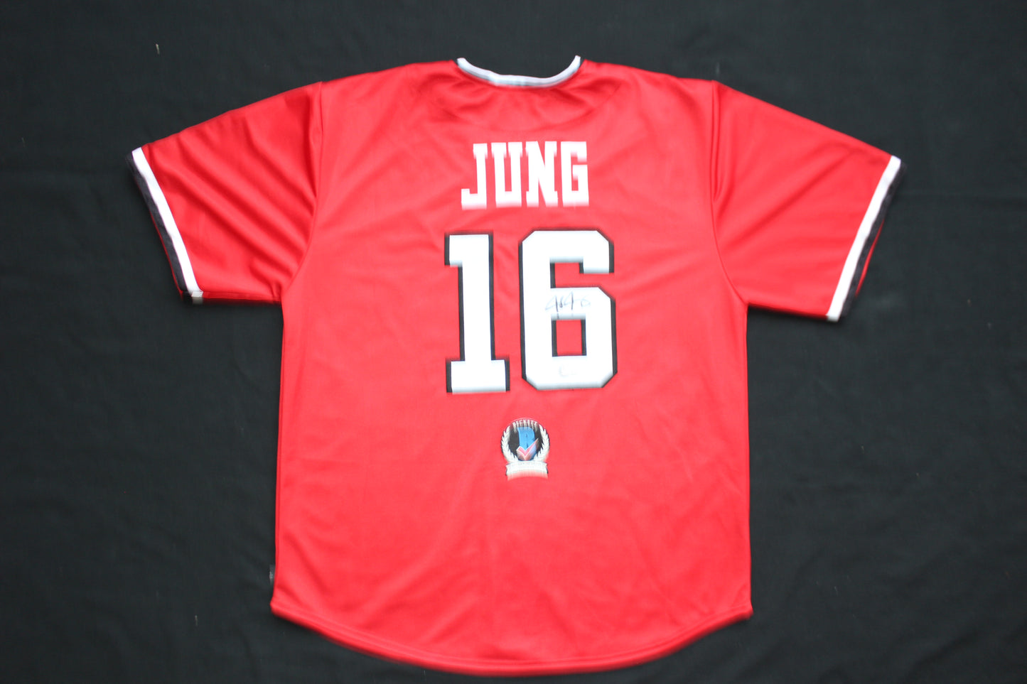 JOSH JUNG TEXAS TECH RED RAIDERS SIGNED BASEBALL JERSEY Texas Rangers BAS