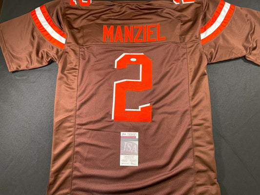 JOHNNY MANZIEL CLEVELAND BROWN SIGNED BROWN JERSEY w/Cleveland Sucks JSA