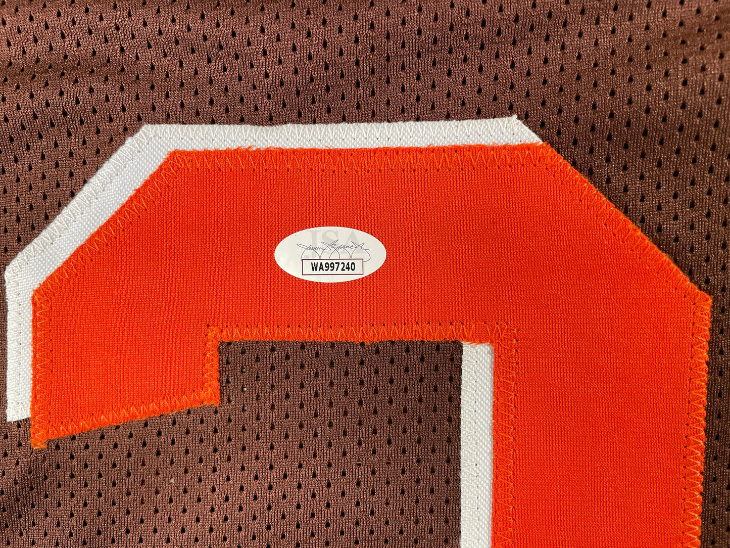 JOHNNY MANZIEL CLEVELAND BROWN SIGNED BROWN JERSEY w/Cleveland Sucks JSA