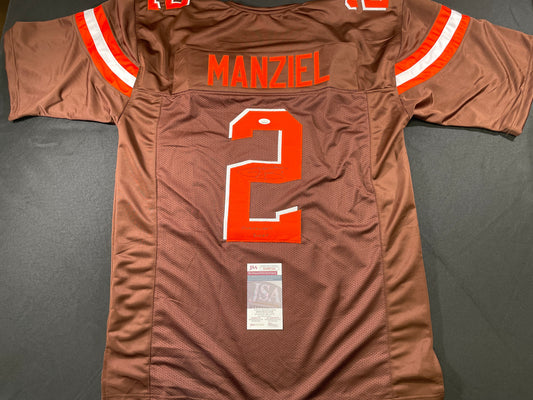 JOHNNY MANZIEL CLEVELAND BROWN SIGNED BROWN JERSEY w/Cleveland Sucks JSA