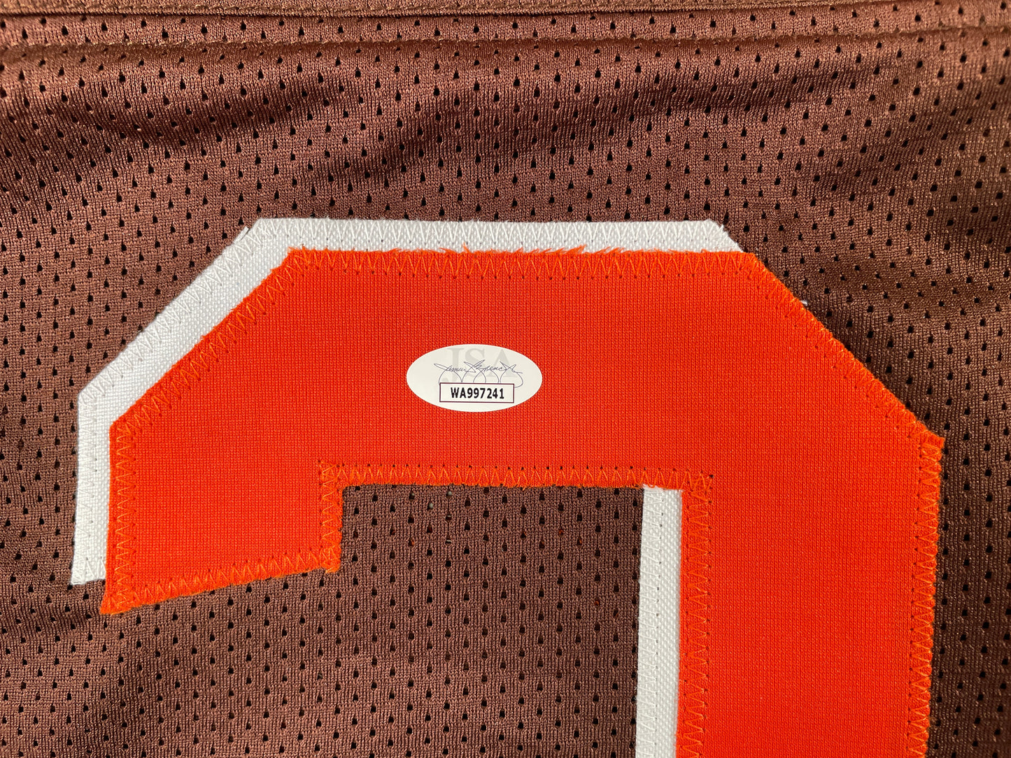 JOHNNY MANZIEL CLEVELAND BROWN SIGNED BROWN JERSEY w/Cleveland Sucks JSA