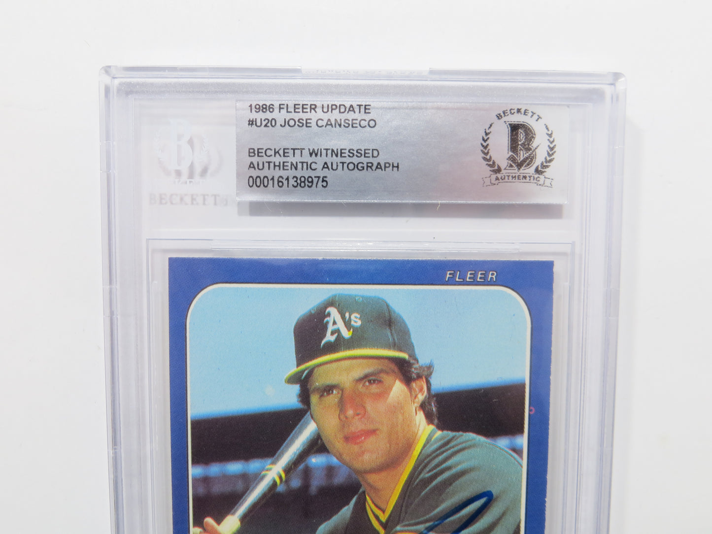 JOSE CANSECO SIGNED BGS BAS SLAB 1986 FLEER UPDATE #U20 A's Auto