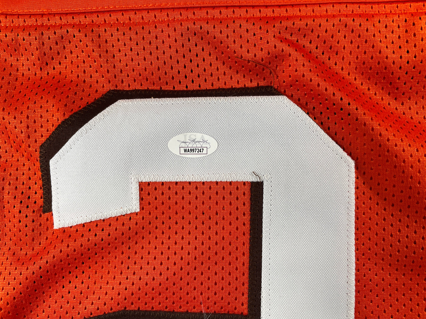JOHNNY MANIZEL ORANGE CLEVELAND BROWNS SIGNED JERSEY w/ Roger Goodell JSA
