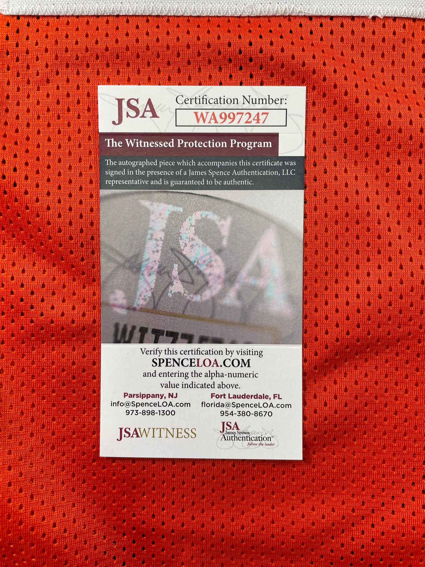 JOHNNY MANIZEL ORANGE CLEVELAND BROWNS SIGNED JERSEY w/ Roger Goodell JSA