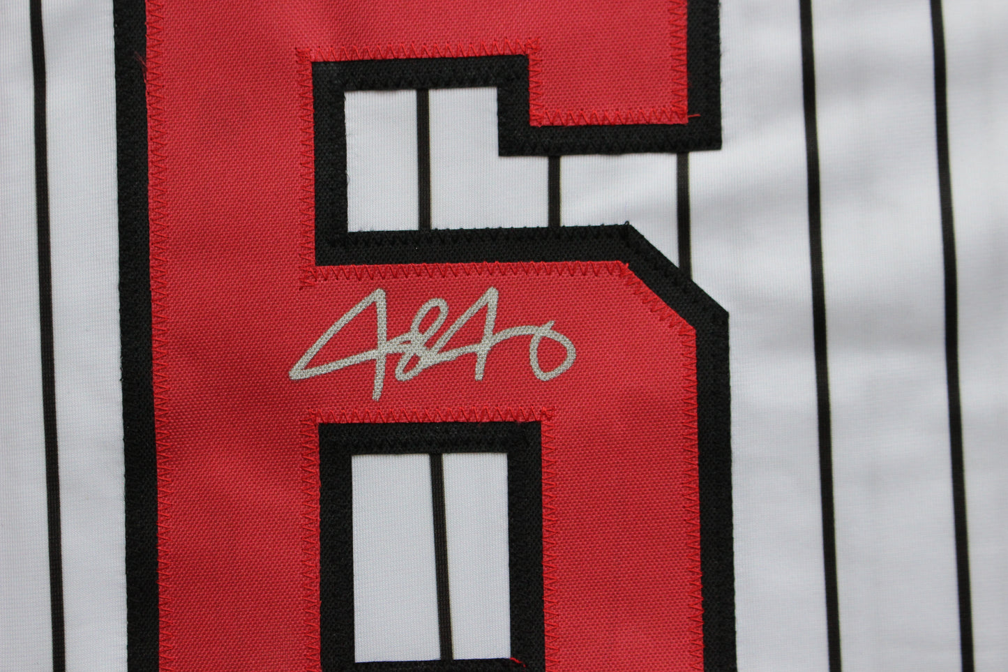 JOSH JUNG TEXAS TECH RED RAIDERS SIGNED PINSTRIPE JERSEY Texas Rangers BAS