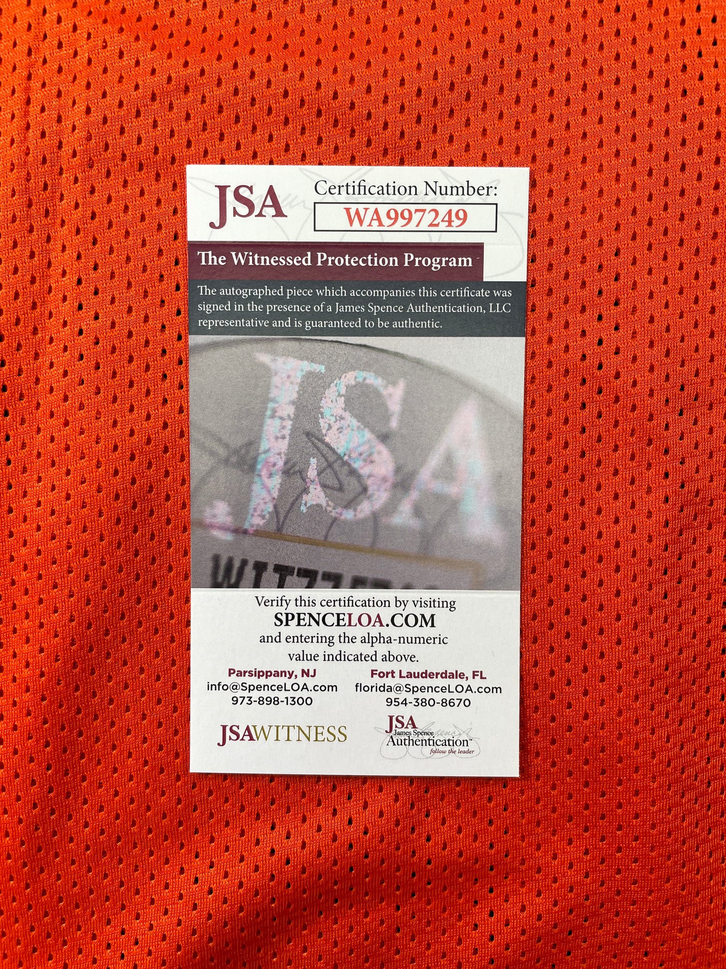 JOHNNY MANIZEL ORANGE CLEVELAND BROWNS SIGNED JERSEY w/ Roger Goodell JSA