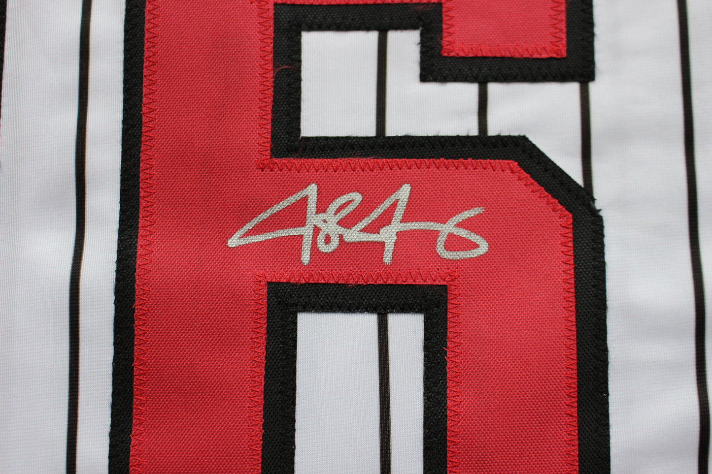 JOSH JUNG TEXAS TECH RED RAIDERS SIGNED PINSTRIPE JERSEY Texas Rangers BAS