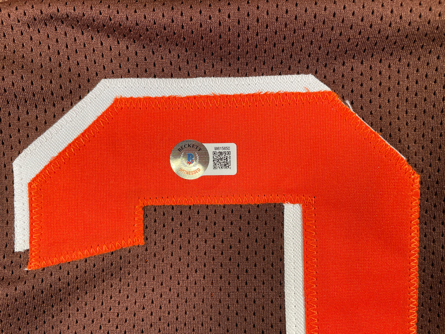 JOHNNY MANZIEL CLEVELAND BROWN SIGNED BROWN JERSEY w/Cleveland Sucks BAS