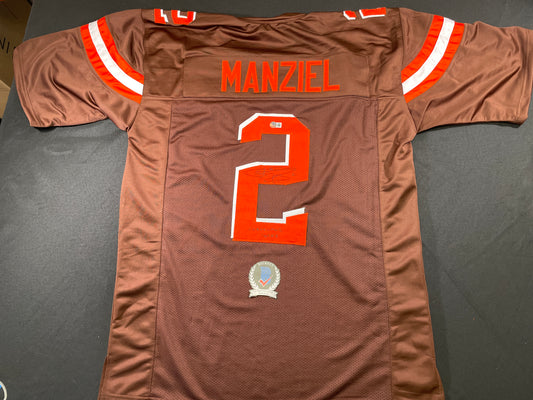 JOHNNY MANZIEL CLEVELAND BROWN SIGNED BROWN JERSEY w/Cleveland Sucks BAS