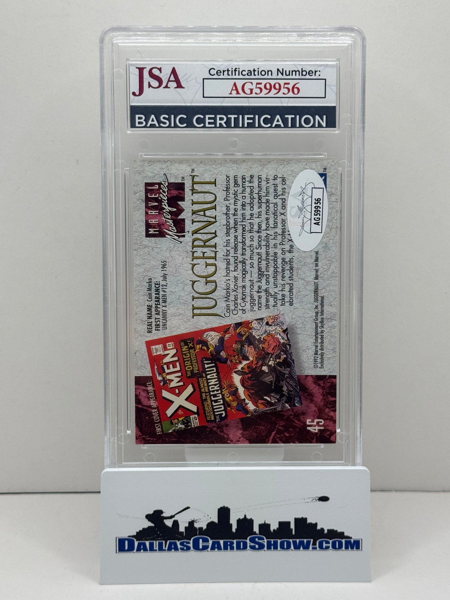 1992 Marvel Masterpieces #45 Juggernaut Autographed by Joe Jusko JSA Authenticated