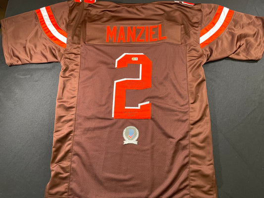 JOHNNY MANZIEL CLEVELAND BROWN SIGNED BROWN JERSEY w/Cleveland Sucks BAS