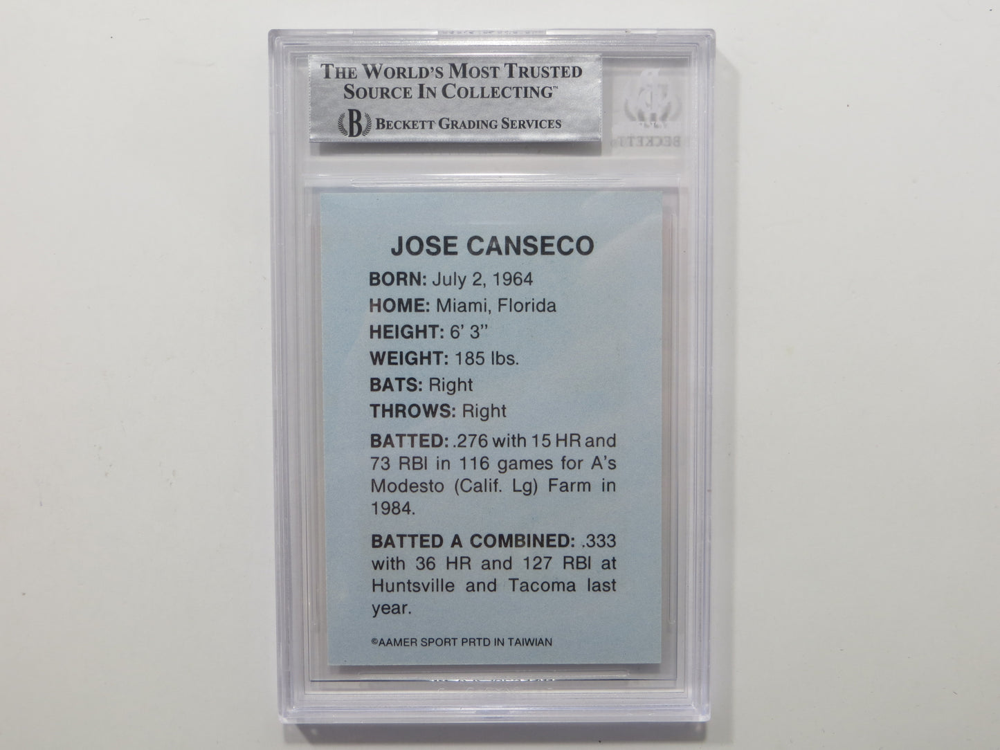 JOSE CANSECO SIGNED BGS BAS SLAB HUNTSVILLE STARS AAMER Sports CARD Auto