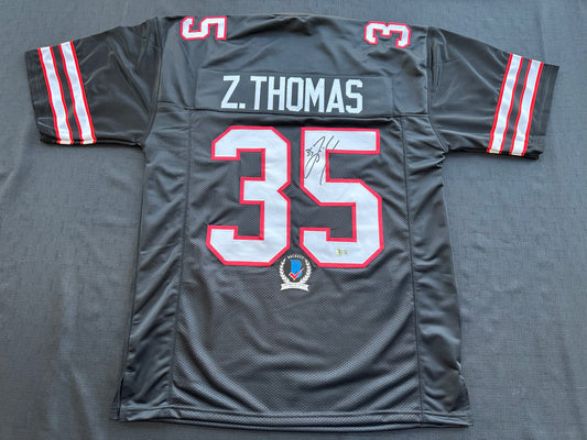 ZACH THOMAS SIGNED BLACK FOOTBALL JERSEY Texas Tech Raiders BAS