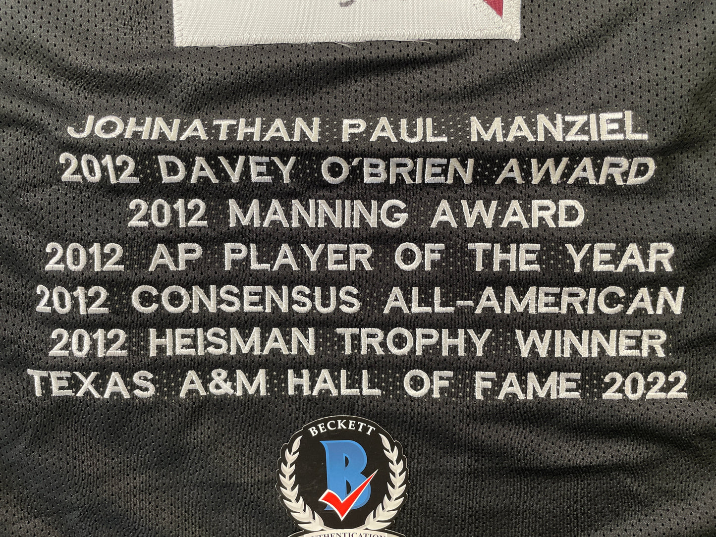 JOHNNY MANZIEL BLACK TEXAS A&M SIGNED STAT JERSEY w/"NCAA Sucks" BAS