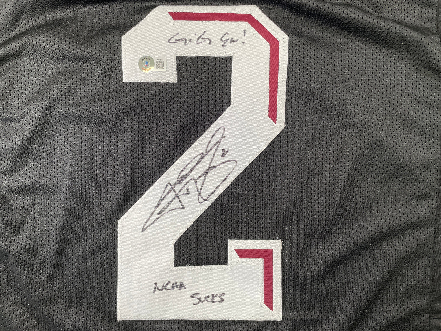 JOHNNY MANZIEL BLACK TEXAS A&M SIGNED STAT JERSEY w/"NCAA Sucks" BAS