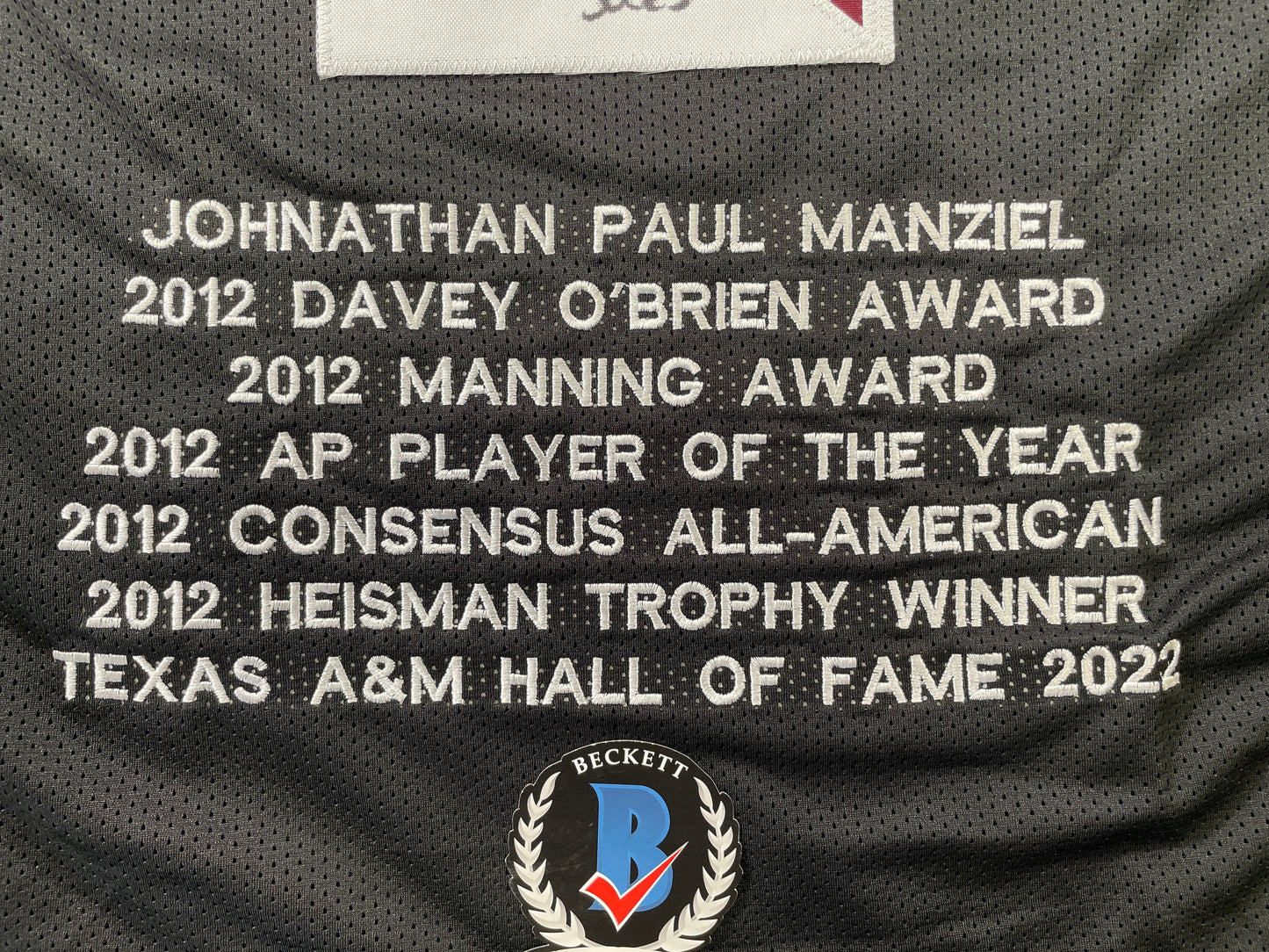 JOHNNY MANZIEL BLACK TEXAS A&M SIGNED STAT JERSEY w/"NCAA Sucks" BAS