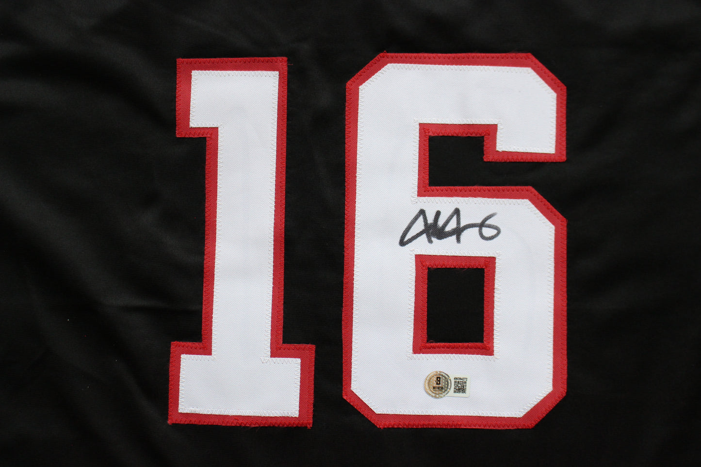 JOSH JUNG TEXAS TECH RED RAIDERS SIGNED BLACK JERSEY Texas Rangers BAS