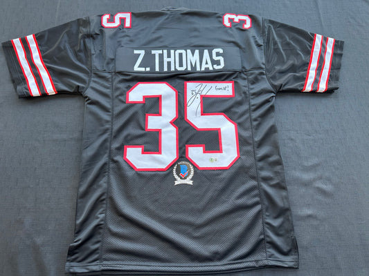 ZACH THOMAS SIGNED BLACK FOOTBALL JERSEY Texas Tech Raiders BAS