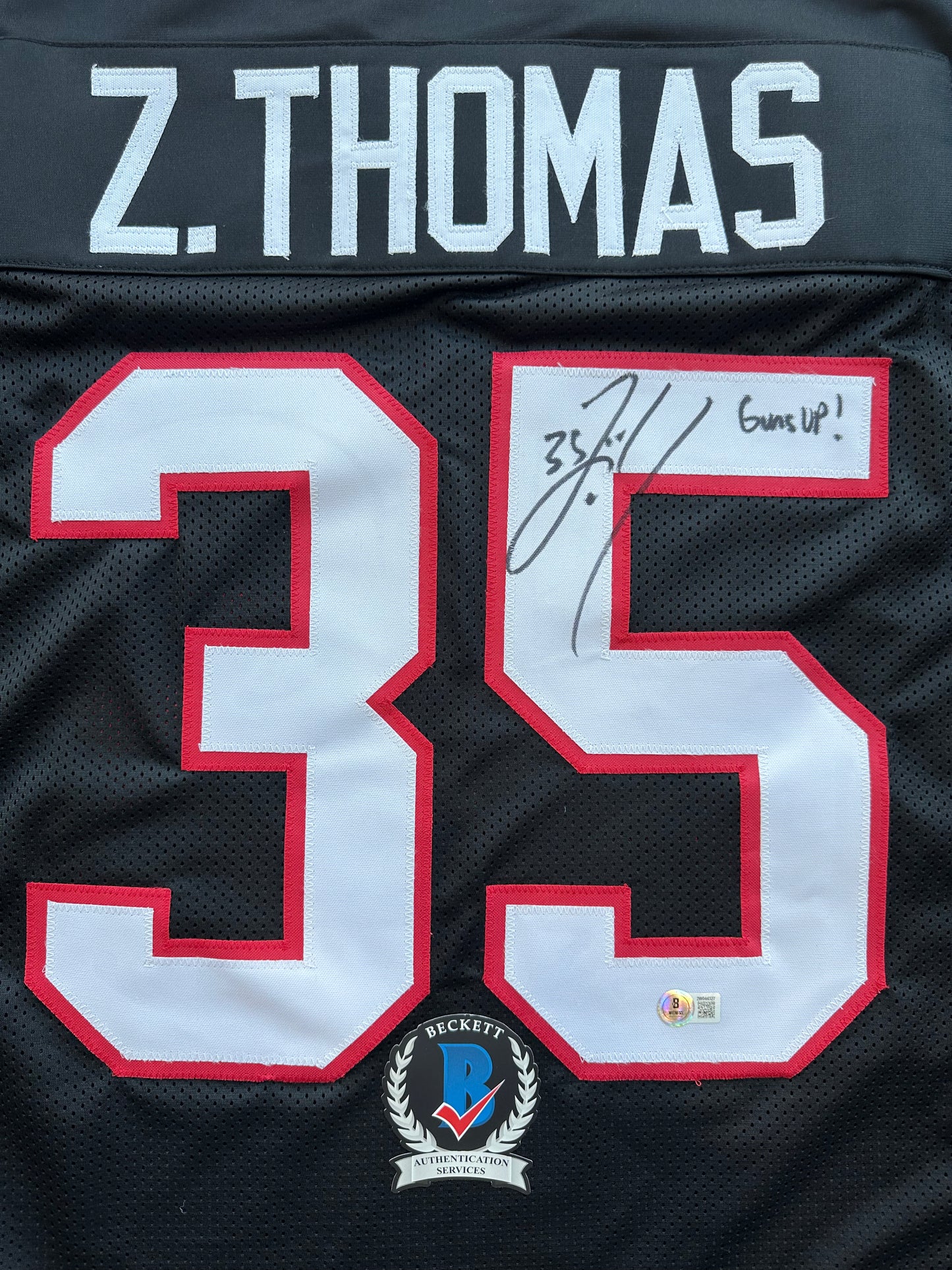 ZACH THOMAS SIGNED BLACK FOOTBALL JERSEY Texas Tech Raiders BAS