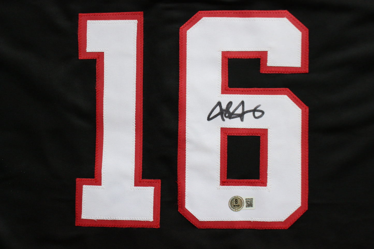 JOSH JUNG TEXAS TECH RED RAIDERS SIGNED BLACK JERSEY Texas Rangers BAS
