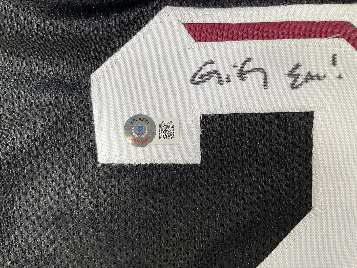 JOHNNY MANZIEL BLACK TEXAS A&M SIGNED STAT JERSEY w/"Home of the 12th Man" BAS