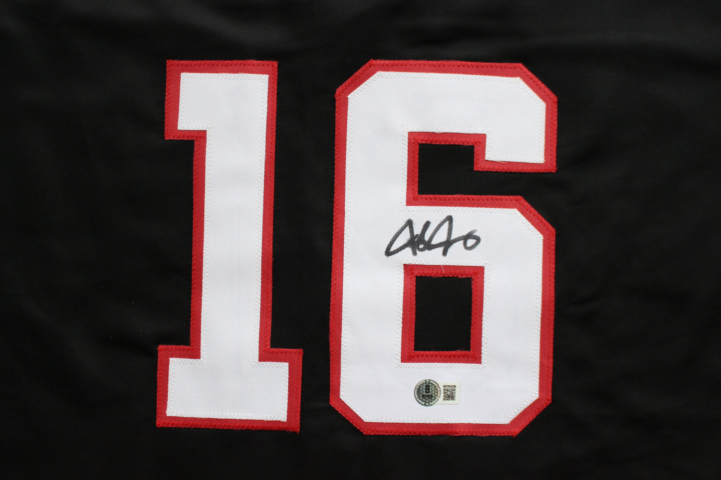 JOSH JUNG TEXAS TECH RED RAIDERS SIGNED BLACK JERSEY Texas Rangers BAS