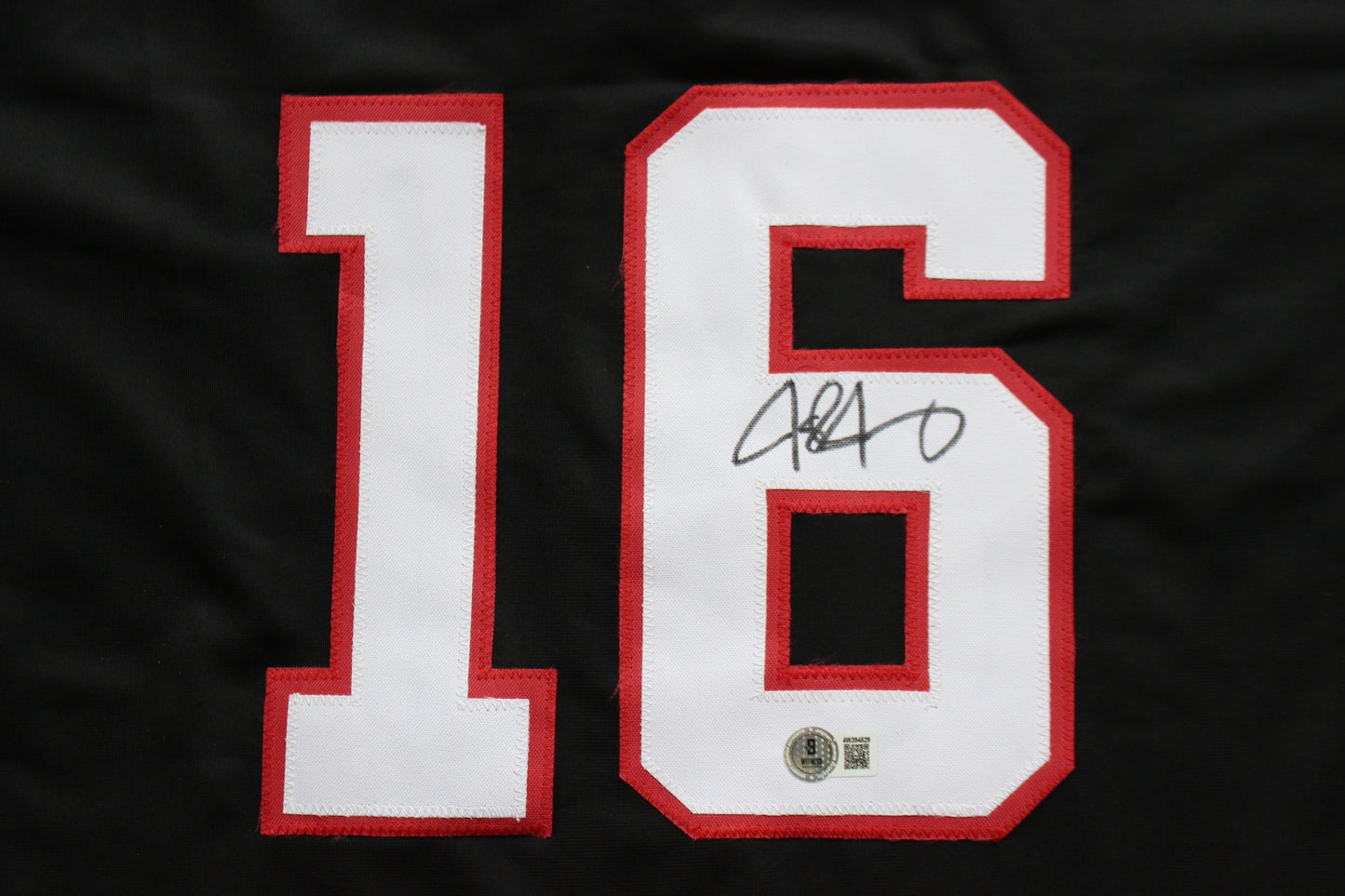 JOSH JUNG TEXAS TECH RED RAIDERS SIGNED BLACK JERSEY Texas Rangers BAS