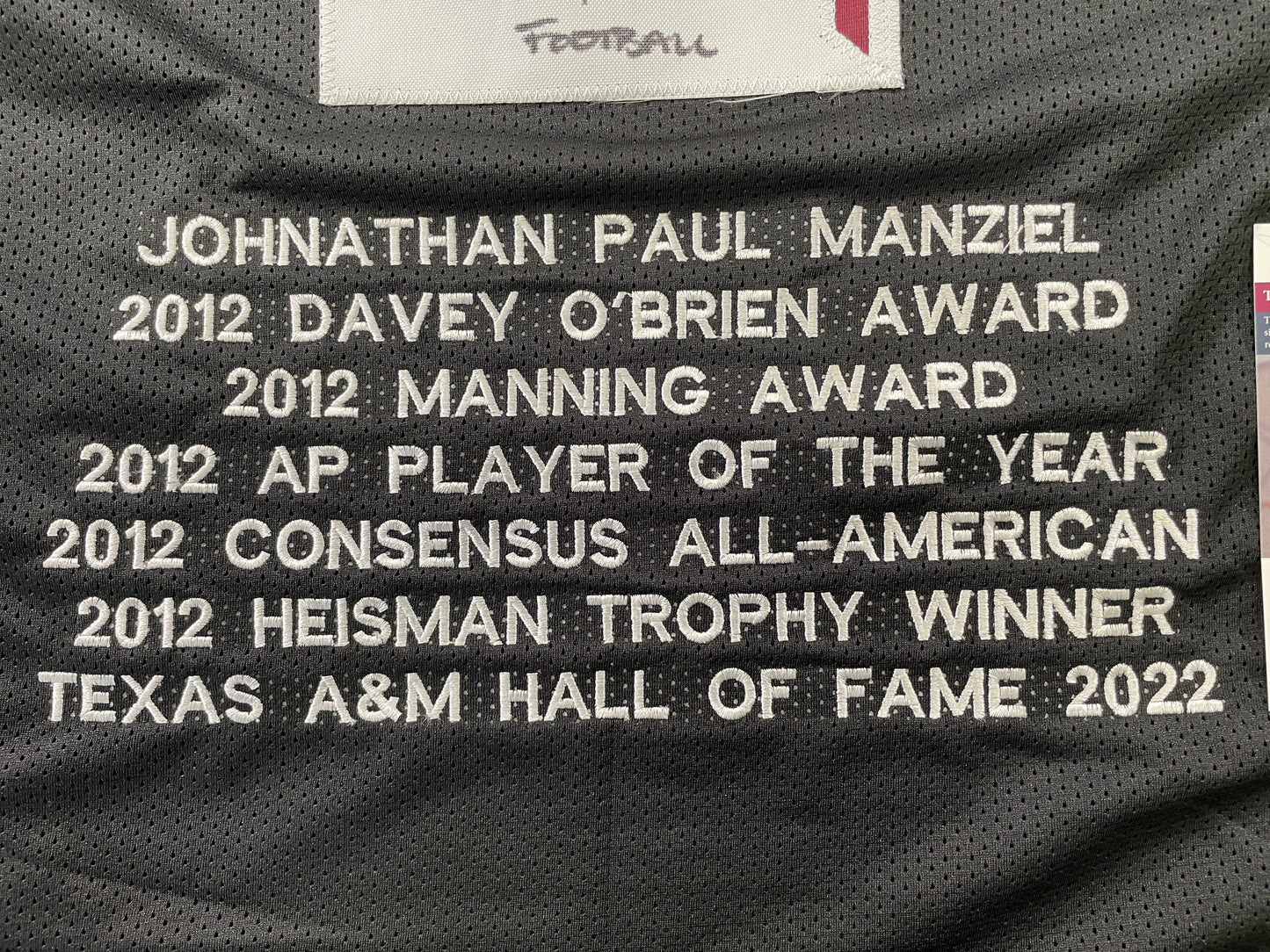 JOHNNY MANZIEL BLACK TEXAS A&M SIGNED STAT JERSEY w/"Johnny Fuckin Football" JSA