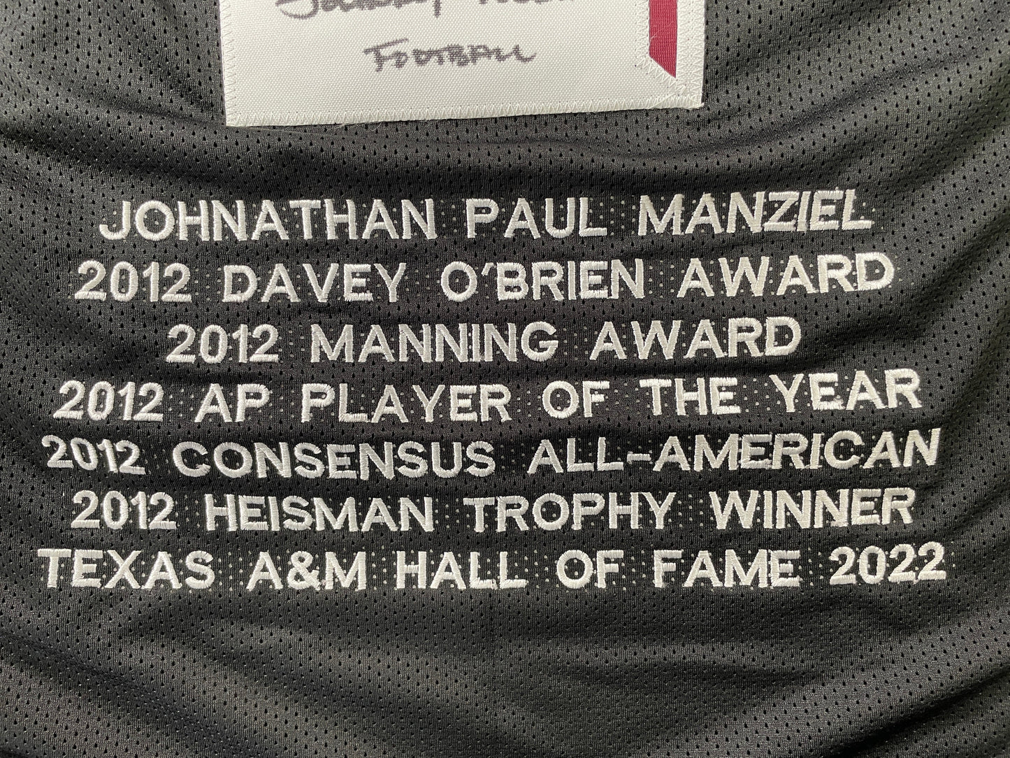 JOHNNY MANZIEL BLACK TEXAS A&M SIGNED STAT JERSEY w/"Johnny Fuckin Football" JSA