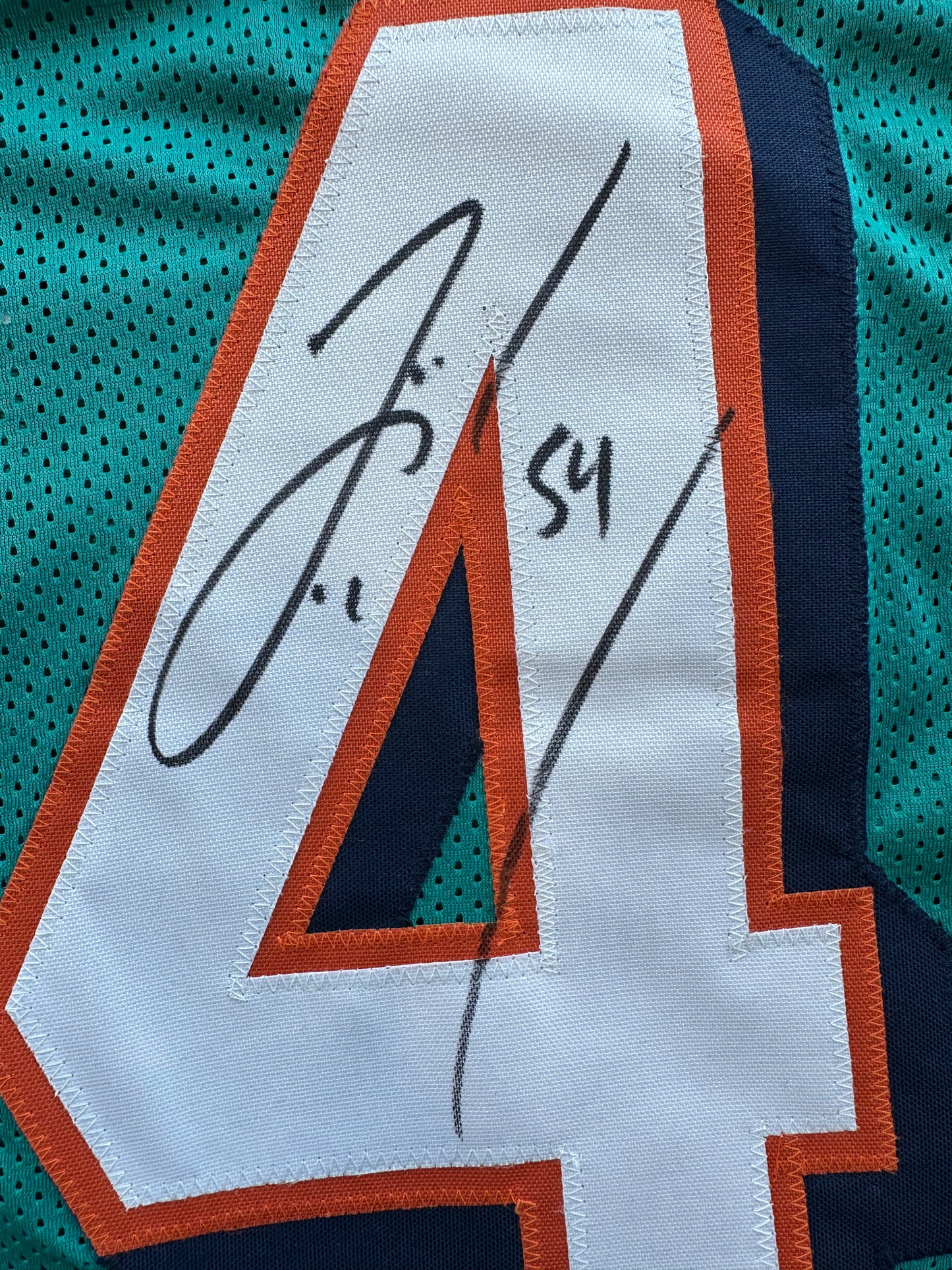 ZACH THOMAS SIGNED TEAL JERSEY MIAMI DOLPHINS  BAS
