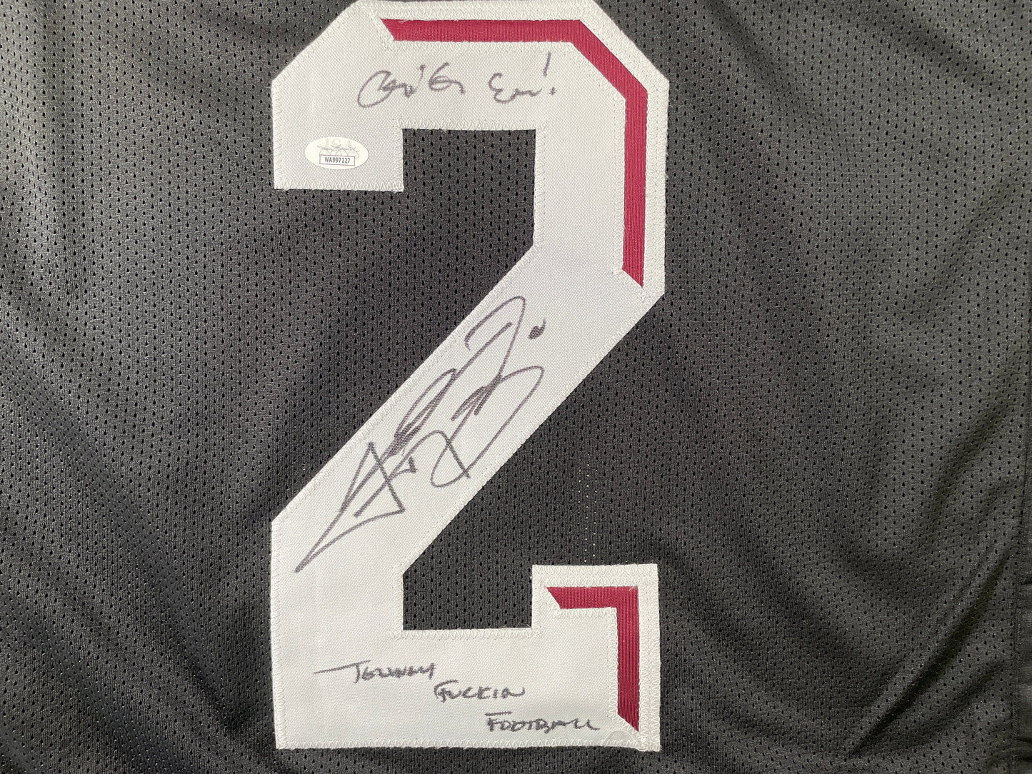 JOHNNY MANZIEL BLACK TEXAS A&M SIGNED STAT JERSEY w/"Johnny Fuckin Football" JSA