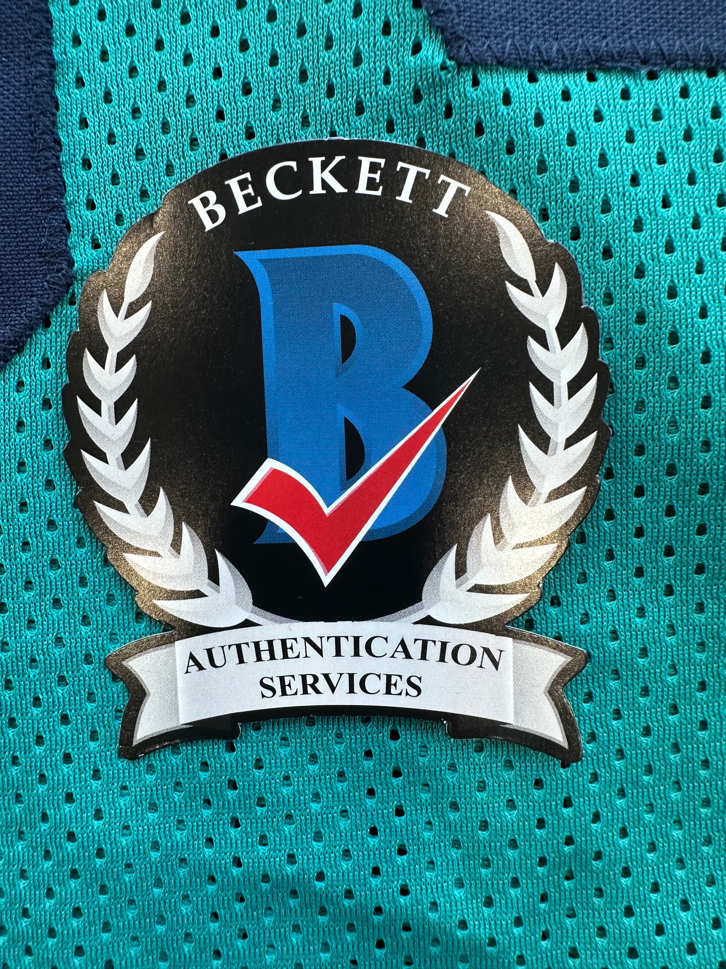 ZACH THOMAS SIGNED TEAL JERSEY MIAMI DOLPHINS  BAS