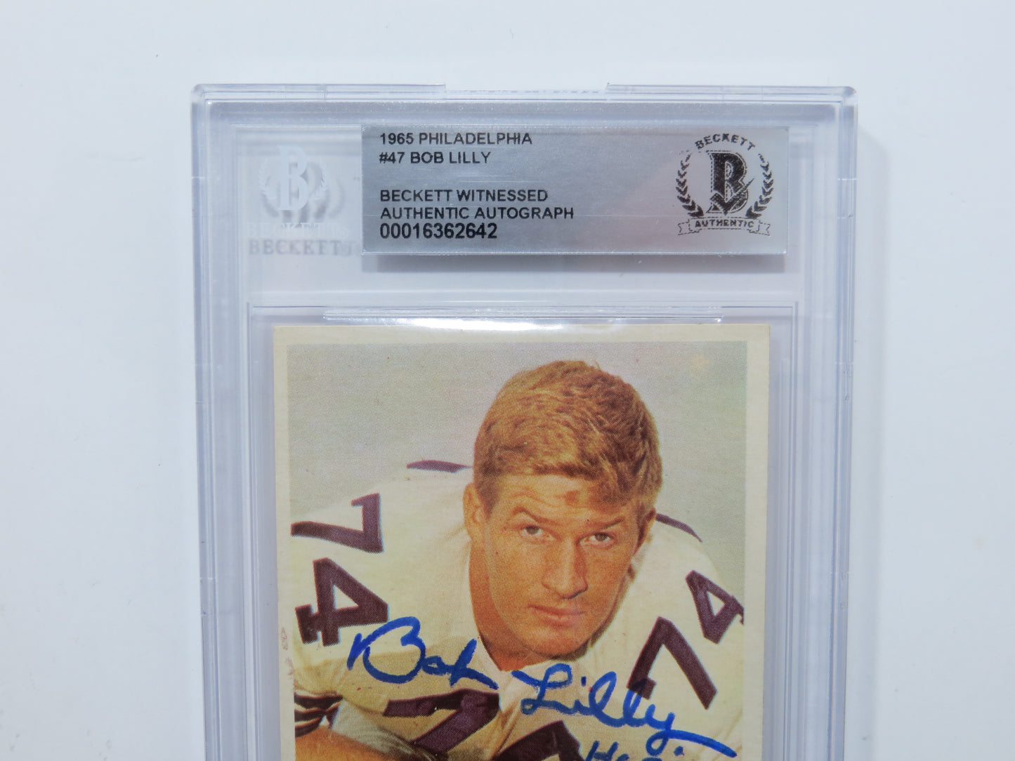BOB LILLY SIGNED 1965 Philadelphia #47 BGS BAS SLAB w/HOF 80 DALLAS COWBOYS