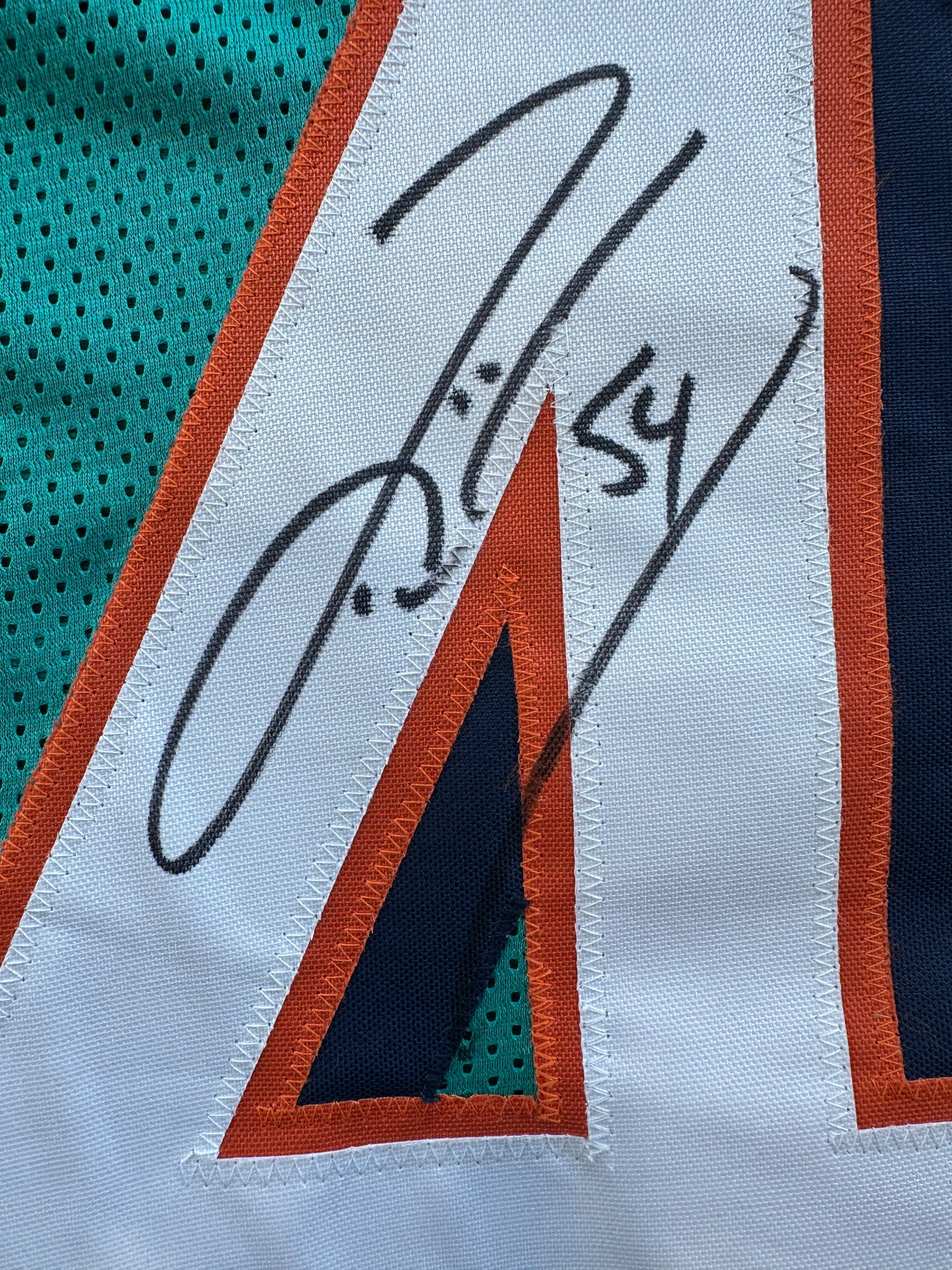 ZACH THOMAS SIGNED TEAL JERSEY MIAMI DOLPHINS  BAS