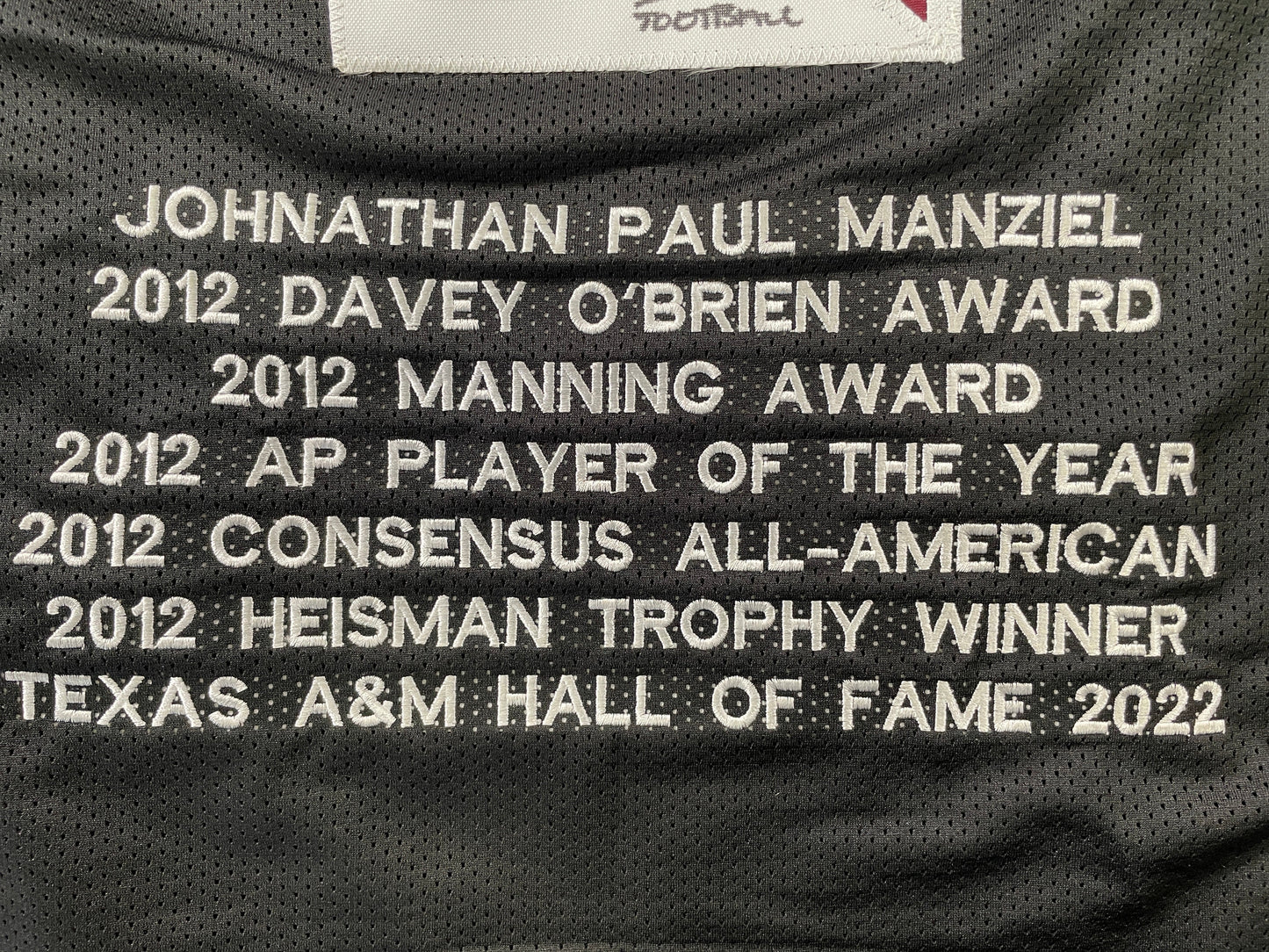 JOHNNY MANZIEL BLACK TEXAS A&M SIGNED STAT JERSEY w/"Johnny Fuckin Football" JSA