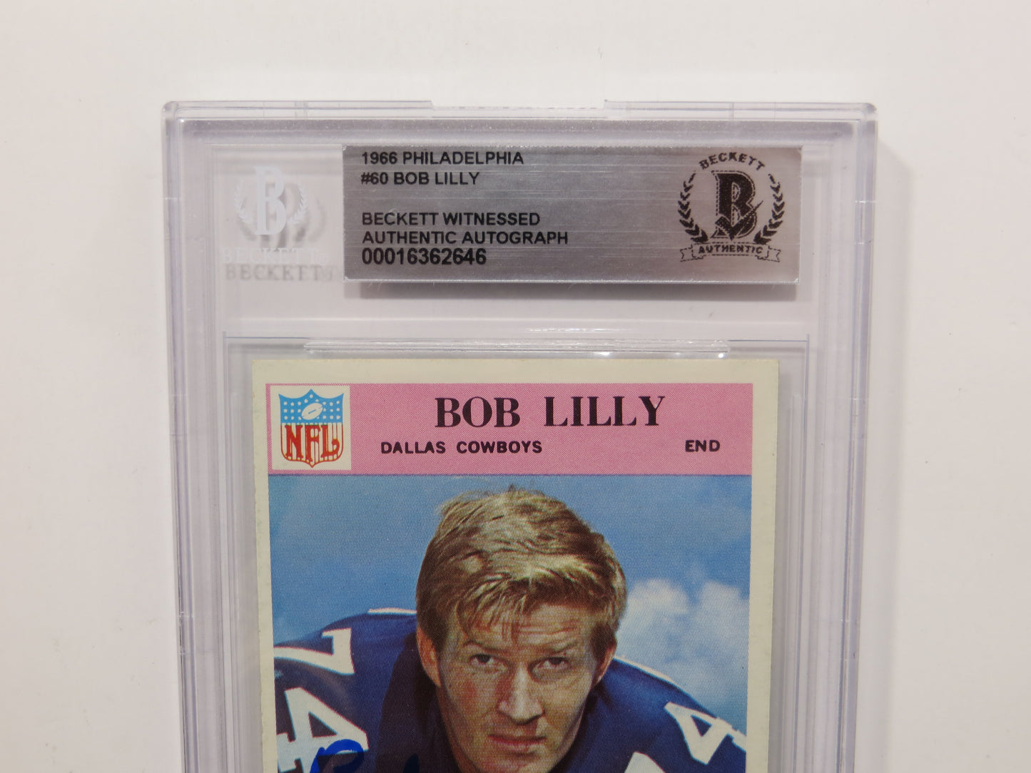 BOB LILLY SIGNED 1966 Philadelphia #60 BGS BAS SLAB w/HOF 80 DALLAS COWBOYS