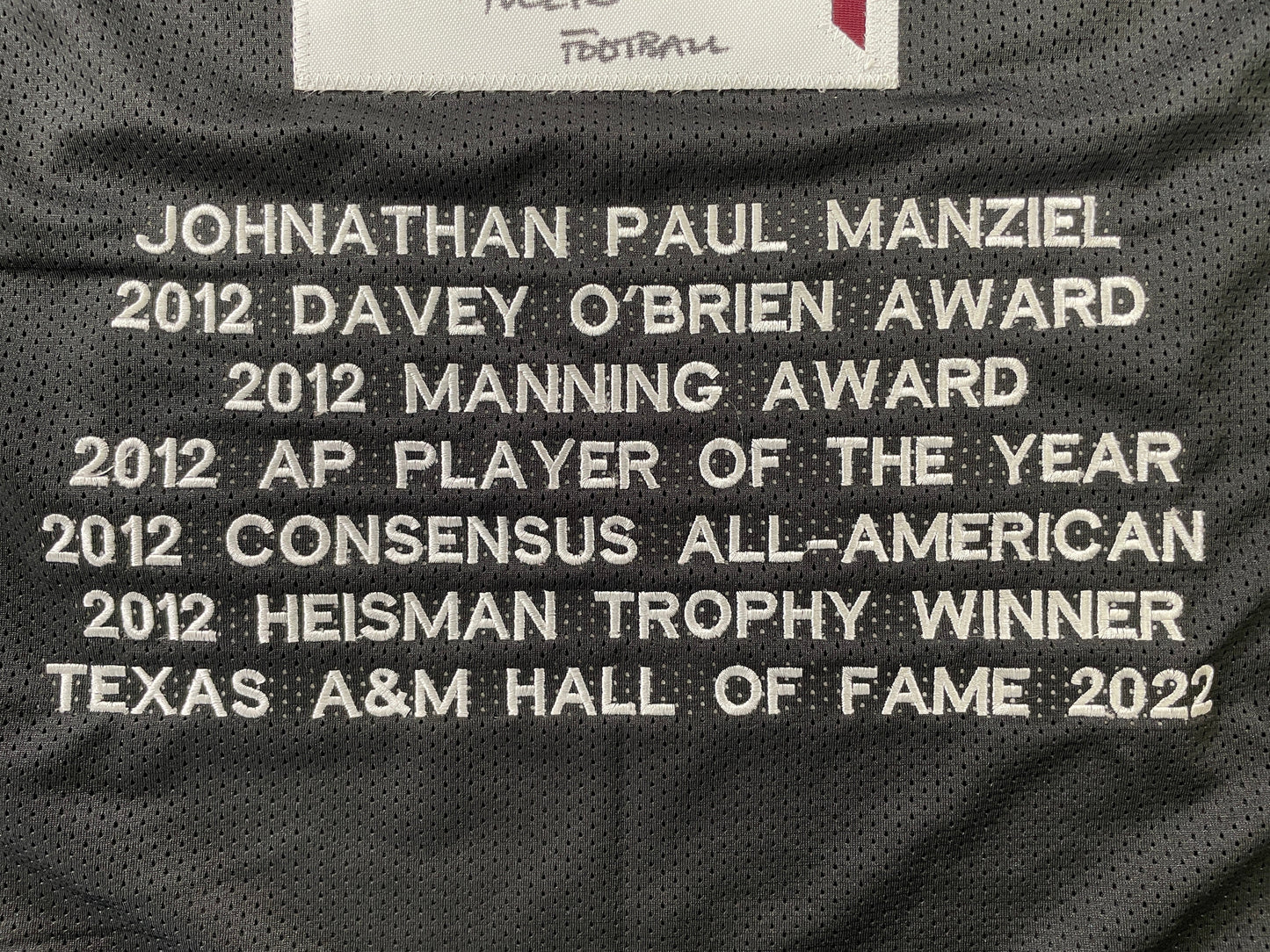 JOHNNY MANZIEL BLACK TEXAS A&M SIGNED STAT JERSEY w/"Johnny Fuckin Football" JSA