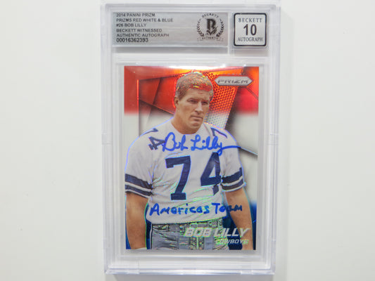 BOB LILLY SIGNED 2014 Panini Prizm #26 RWB BGS BAS SLAB w/Americas Team Auto 10