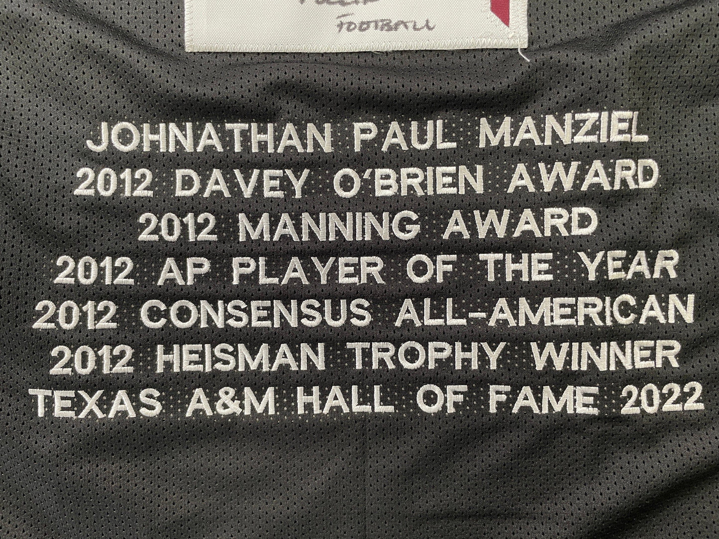 JOHNNY MANZIEL BLACK TEXAS A&M SIGNED STAT JERSEY w/"Johnny Fuckin Football" JSA