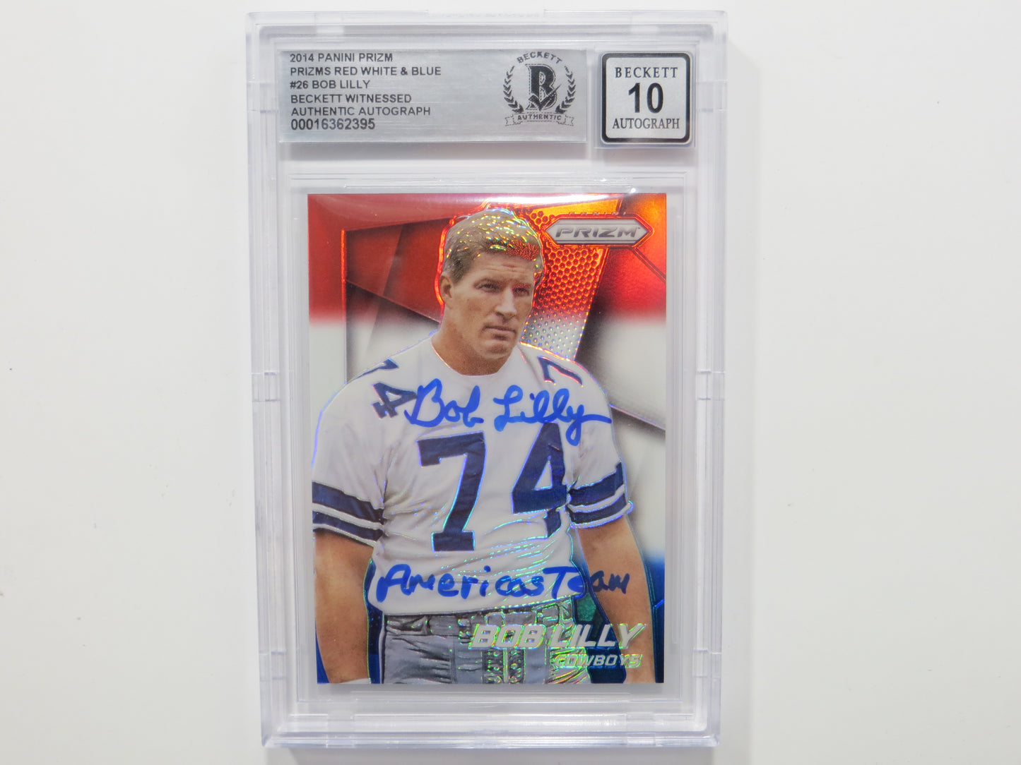 BOB LILLY SIGNED 2014 Panini Prizm #26 RWB BGS BAS SLAB w/Americas Team Auto 10