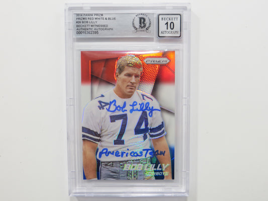 BOB LILLY SIGNED 2014 Panini Prizm #26 RWB BGS BAS SLAB w/Americas Team Auto 10