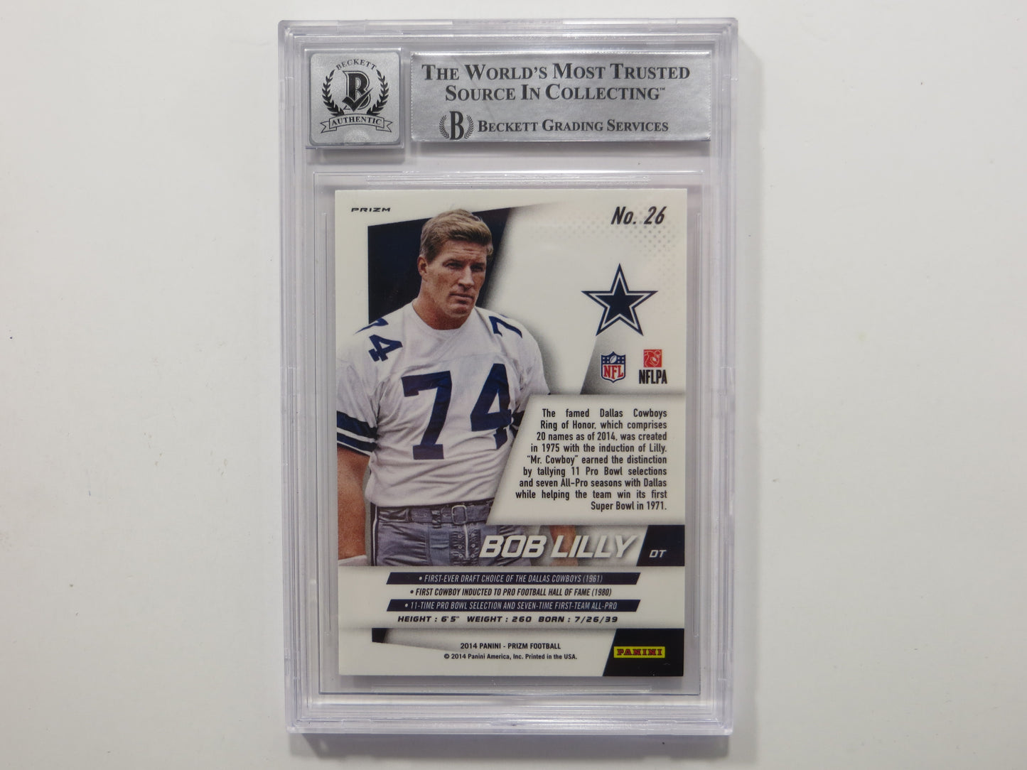 BOB LILLY SIGNED 2014 Panini Prizm #26 RWB BGS BAS SLAB w/Americas Team Auto 10