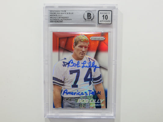 BOB LILLY SIGNED 2014 Panini Prizm #26 RWB BGS BAS SLAB w/Americas Team Auto 10