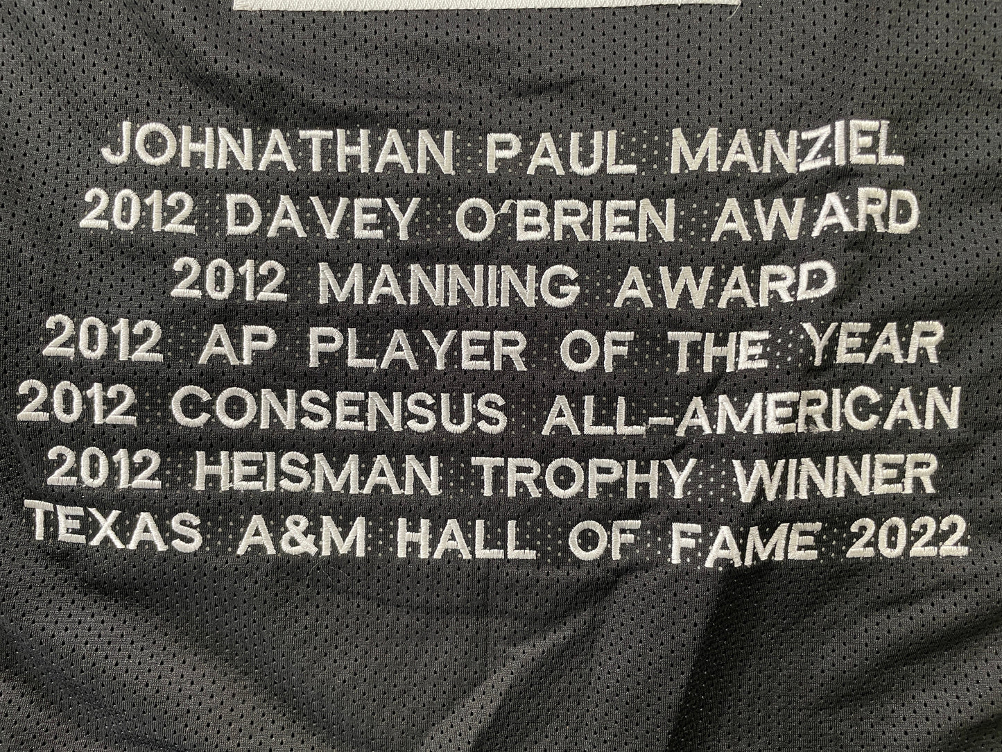JOHNNY MANZIEL BLACK TEXAS A&M SIGNED STAT JERSEY w/"Johnny Fuckin Football" JSA