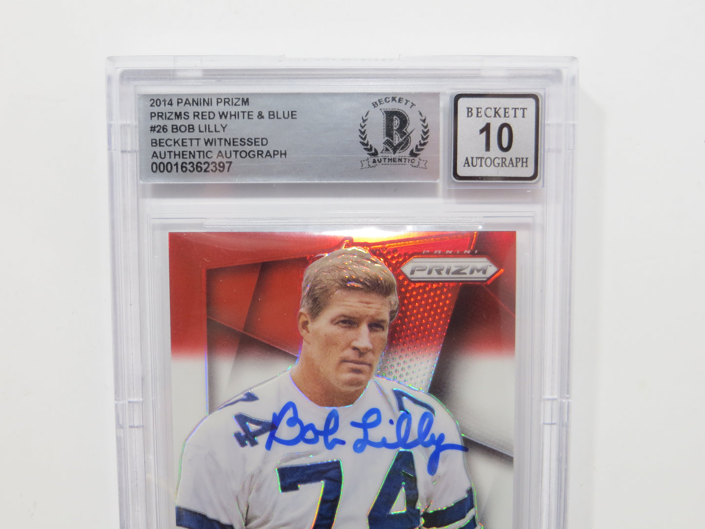 BOB LILLY SIGNED 2014 Panini Prizm #26 RWB BGS BAS SLAB w/Americas Team Auto 10