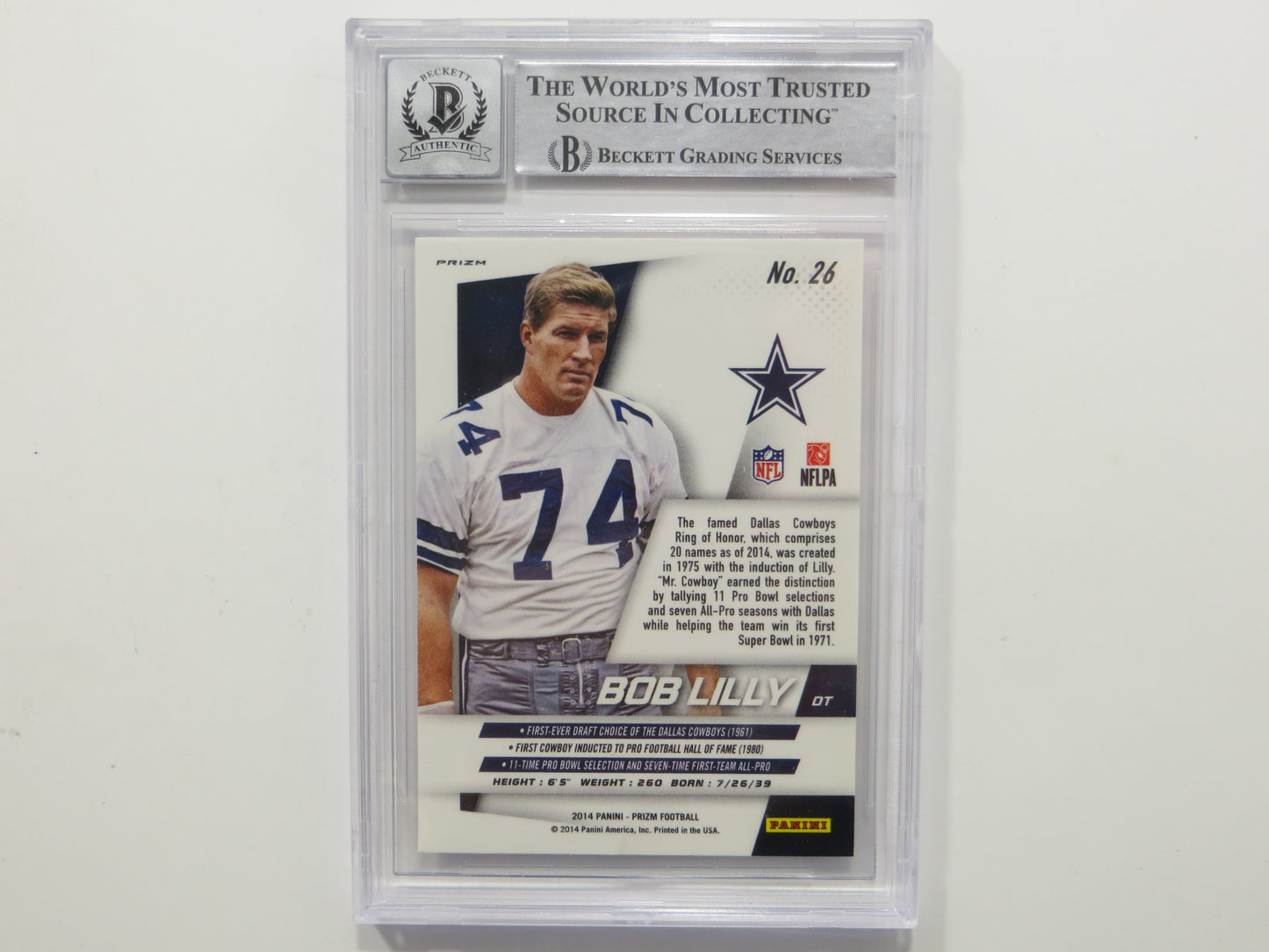 BOB LILLY SIGNED 2014 Panini Prizm #26 RWB BGS BAS SLAB w/Americas Team Auto 10