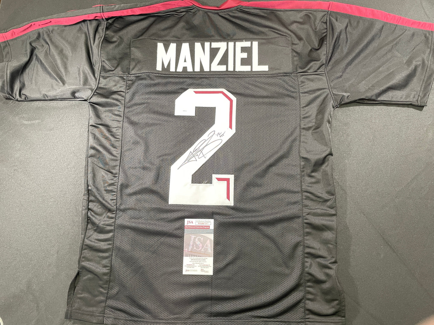 JOHNNY MANZIEL BLACK TEXAS A&M SIGNED JERSEY w/12HT JSA