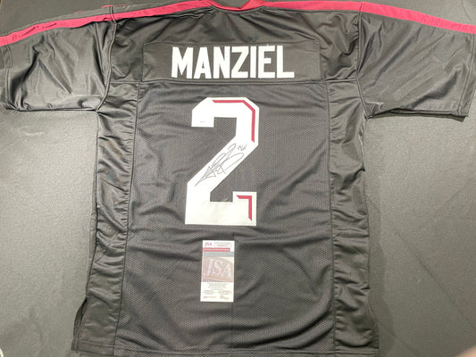 JOHNNY MANZIEL BLACK TEXAS A&M SIGNED JERSEY w/12HT JSA