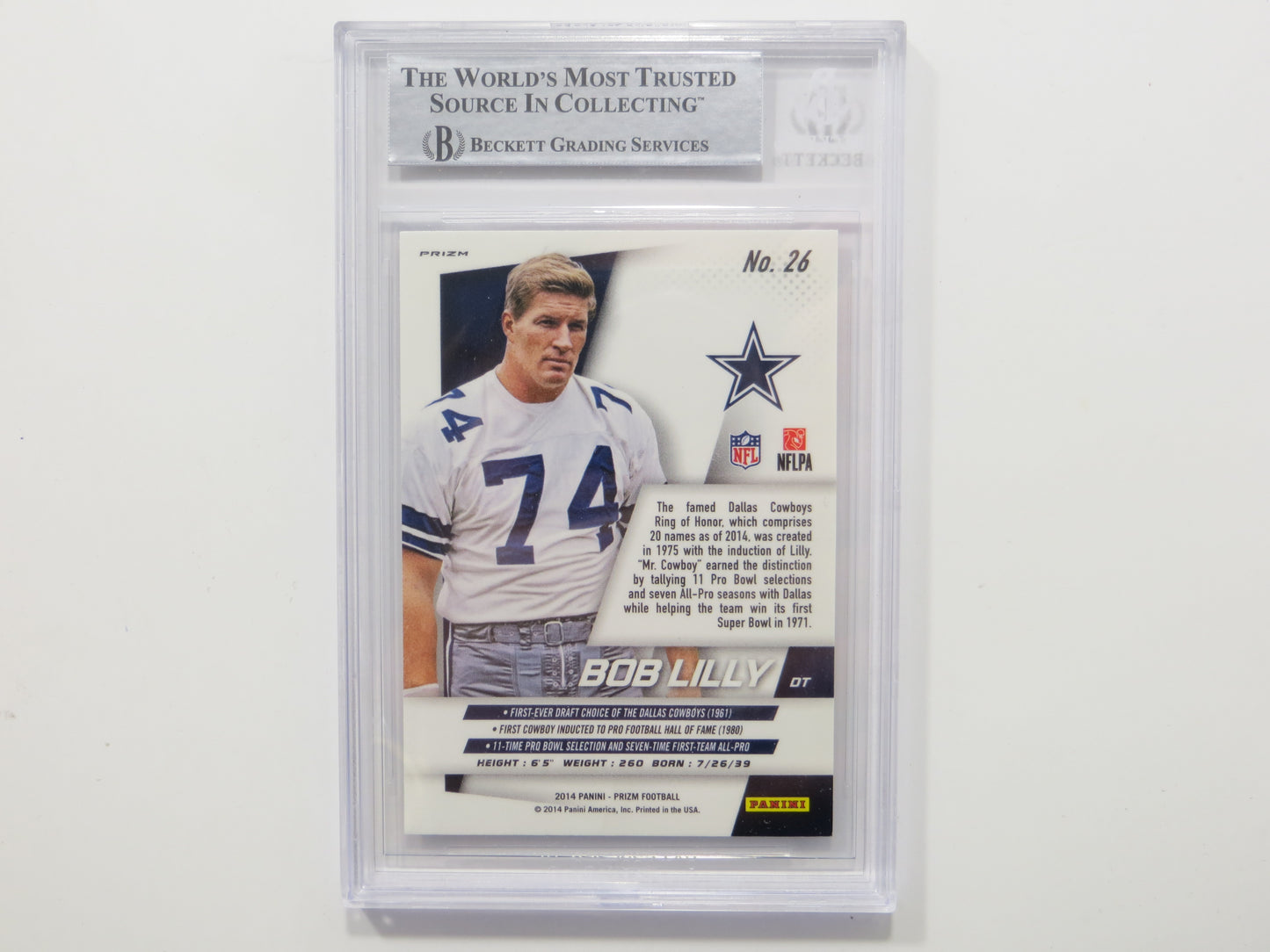 BOB LILLY SIGNED 2014 Panini Prizm #26 RWB BGS BAS SLAB w/Americas Team Auto 10