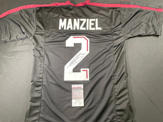 JOHNNY MANZIEL BLACK TEXAS A&M SIGNED JERSEY w/12HT JSA